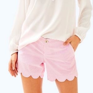 Lilly Pulitzer Pink Seeksucker Scallop Shorts